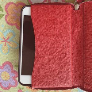 NWT Red COACH Accordion Zip Phone Holder/Wallet